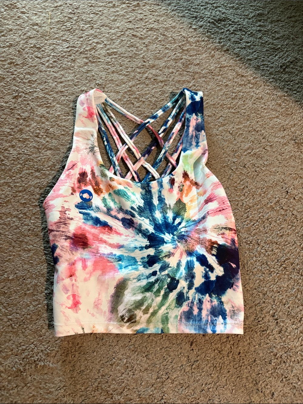 Wodbottom Tie-Dye Crisscross Back Crop Tank Top